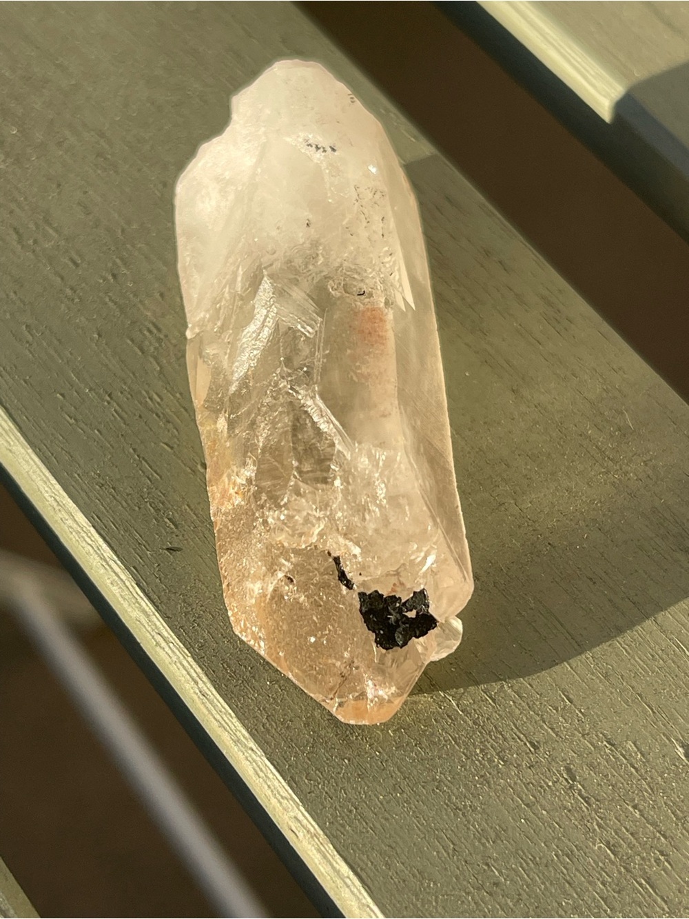 Clear Quartz with Black Hematite